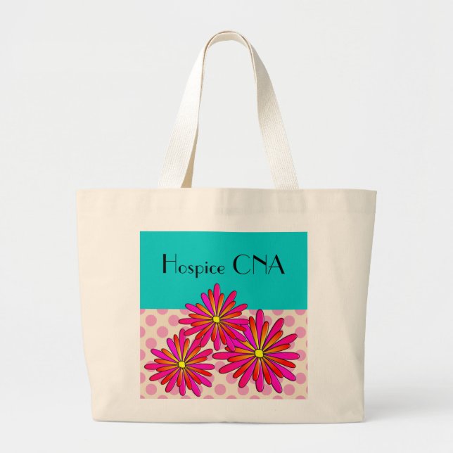 Grand Tote Bag Hospice CNA Infirmière adjointe Floral (Devant)