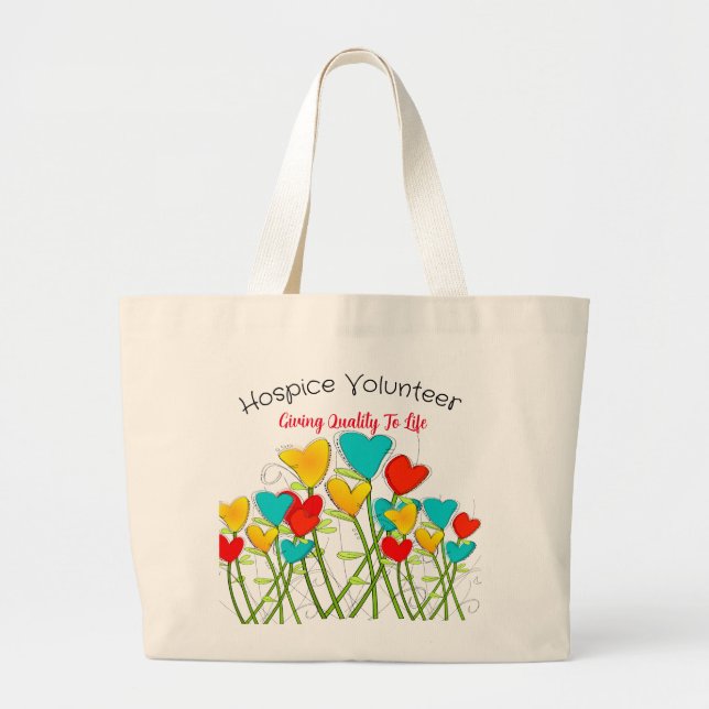 Grand Tote Bag Hospice Volunteer Hearts Design (Devant)