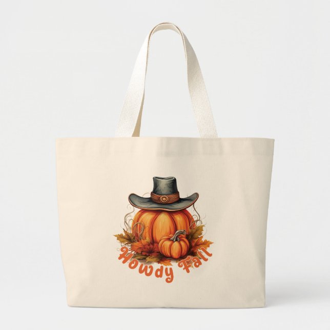 Grand Tote Bag Howdy Fall - Vibes d'automne rustiques (Devant)