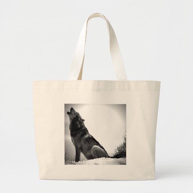 Grand Tote Bag Howling Wolf in Snow (Devant)