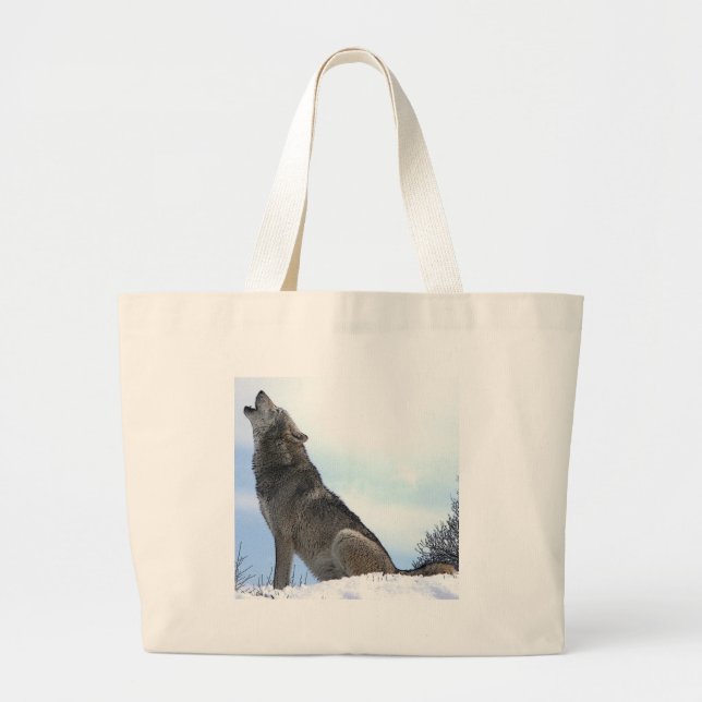 Grand Tote Bag Howling Wolf in Snow (Devant)