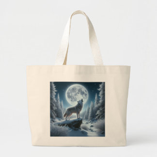 Grand Tote Bag Howling Wolf In Winter