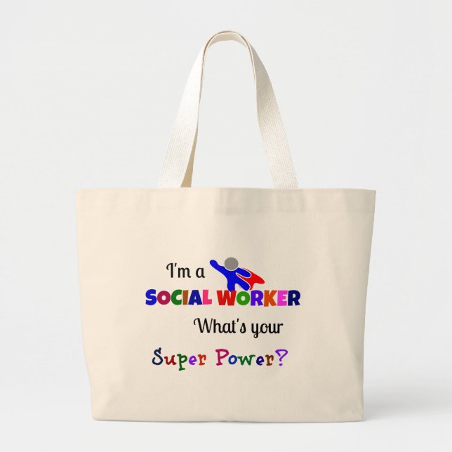 Grand Tote Bag Humour des travailleurs sociaux (Devant)