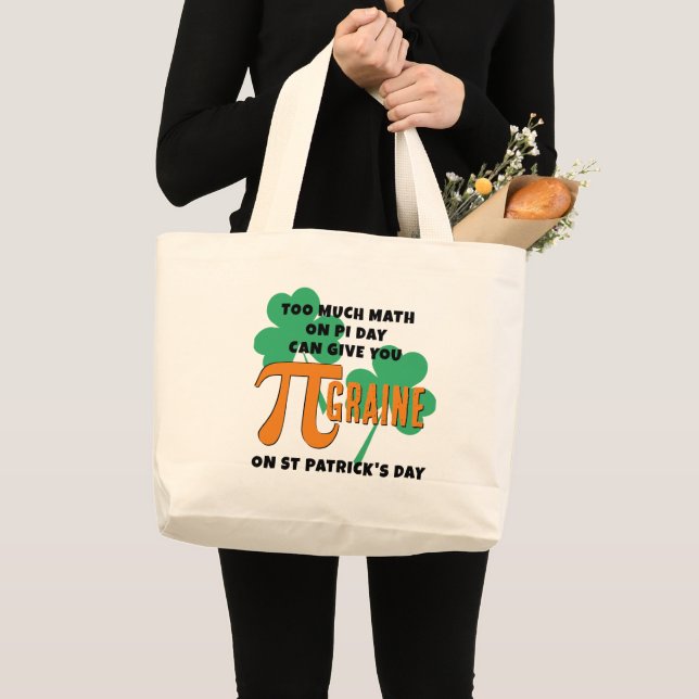 Grand Tote Bag Humour Pi Day St Patrick's Day Math (Devant (produit))