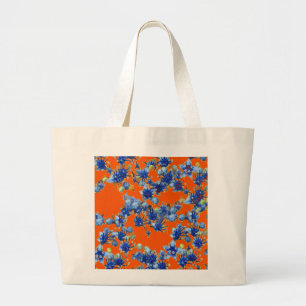 Grand Tote Bag hydrangea bleu et orange