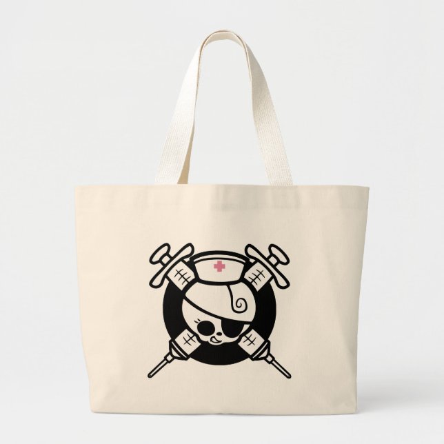 Grand Tote Bag Hypos de pirate et de croix d'infirmière (Devant)