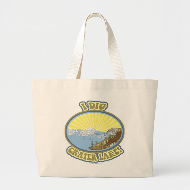 Grand Tote Bag I Dig Crater Lake Illustrated Travel Motto Fun (Devant)
