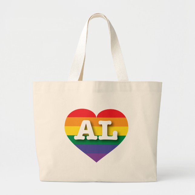 Grand Tote Bag I Love Alabama Rainbow Heart (Devant)