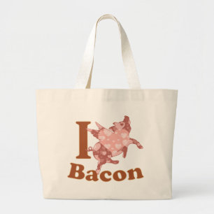 Grand Tote Bag I LOVE BACON vol porc