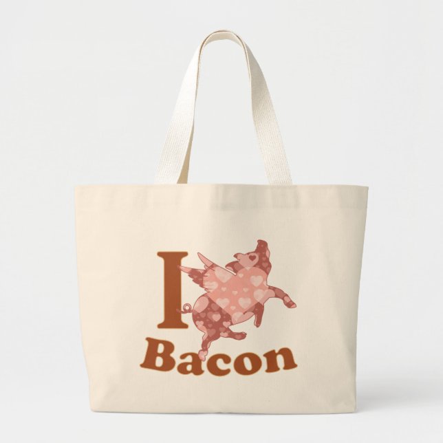 Grand Tote Bag I LOVE BACON vol porc (Devant)