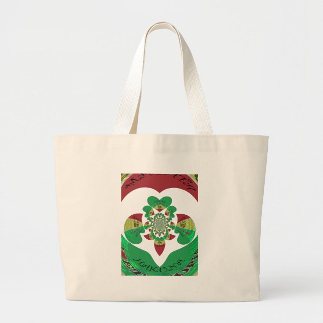 Grand Tote Bag I Love Ethiopia Kaleidoscope - Heartfeel Rasta Art (Devant)