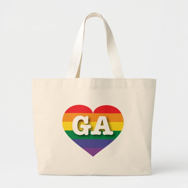 Grand Tote Bag I Love Georgia Rainbow Heart (Devant)