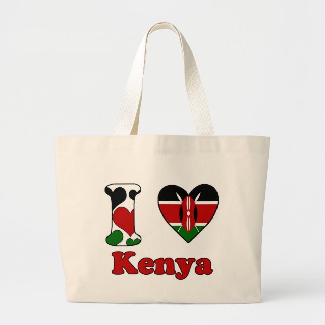 Grand Tote Bag I love Kenya (Devant)