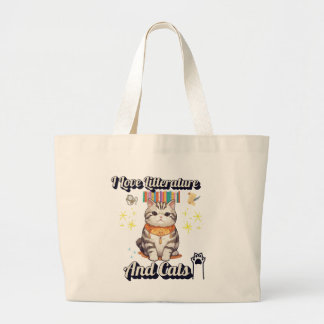 Grand Tote Bag I Love Literature and Cats" Togs Design