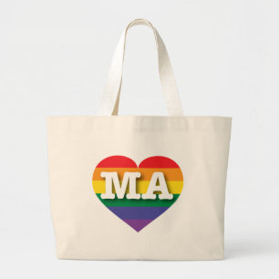 Grand Tote Bag I Love Massachusetts Rainbow Heart