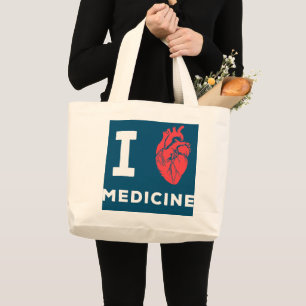 Grand Tote Bag I Love Médecine Cardiologue Docteur en Coeur