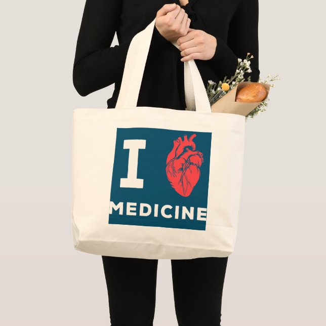 Grand Tote Bag I Love Médecine Cardiologue Docteur en Coeur (Devant (produit))