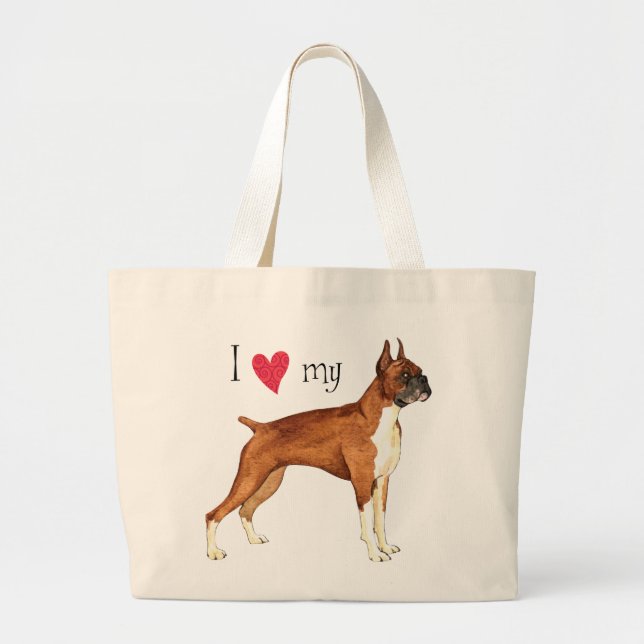 Grand Tote Bag I Love my Boxer (Devant)