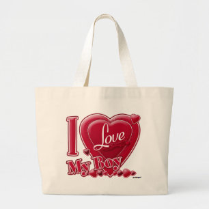 Grand Tote Bag I Love My Boy rouge - coeur