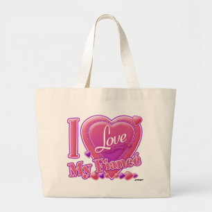 Grand Tote Bag I Love My Fiance rose/violet - coeur