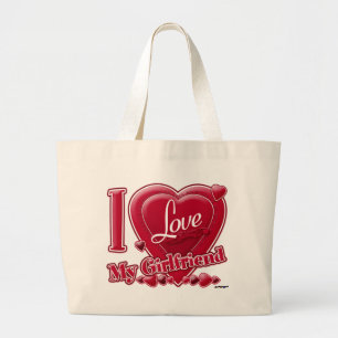Grand Tote Bag I Love My Girlfriend rouge - coeur
