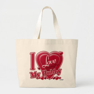 Grand Tote Bag I Love My Hubby rouge - coeur