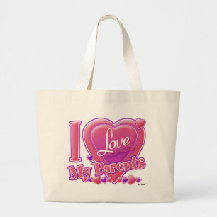 Grand Tote Bag I Love My Parents rose/violet - coeur