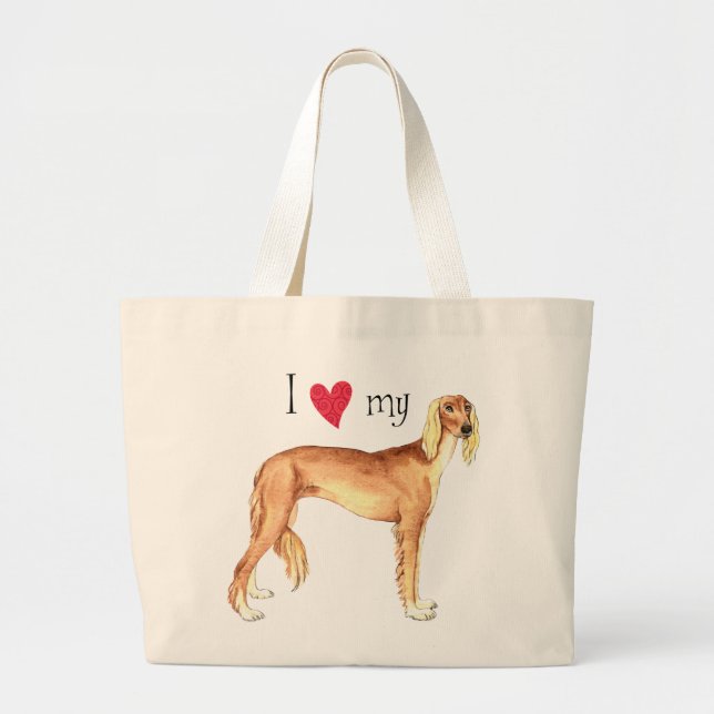 Grand Tote Bag I Love my Saluki (Devant)