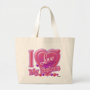 Grand Tote Bag I Love My Sisters rose/violet - coeur