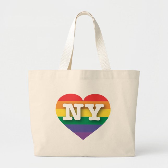 Grand Tote Bag I Love New York Rainbow Heart (Devant)