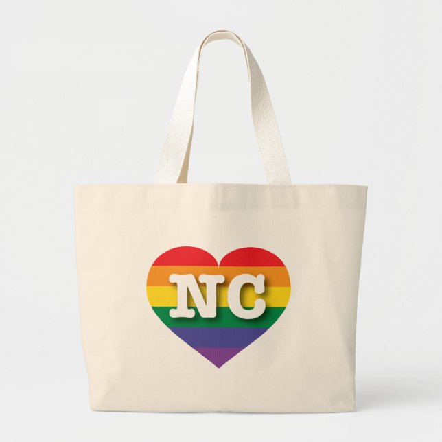 Grand Tote Bag I Love North Carolina Rainbow Heart (Devant)