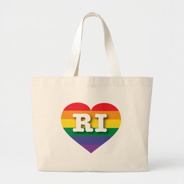 Grand Tote Bag I Love Rhode Island Rainbow Heart (Devant)