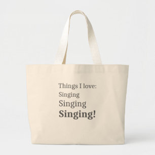 Grand Tote Bag I Love Singing Karaoke Lover pour chanteurs