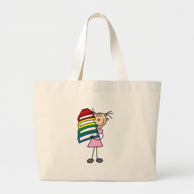 Grand Tote Bag I Love To Read Stick Figure (Devant)