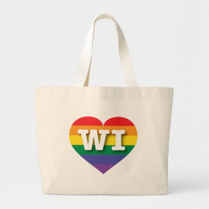 Grand Tote Bag I Love Wisconsin Rainbow Heart
