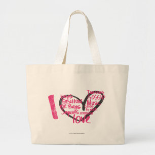 Grand Tote Bag I magenta de graffiti de coeur