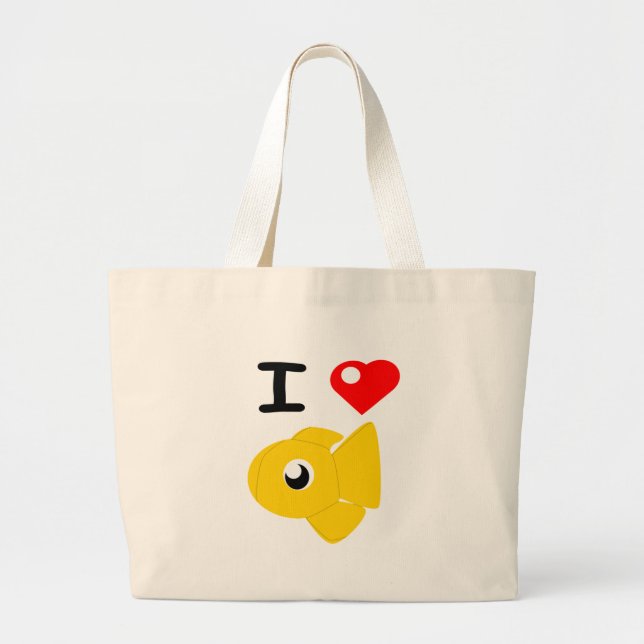 Grand Tote Bag I poisson rouge Plushies Fourre-tout de coeur (Devant)