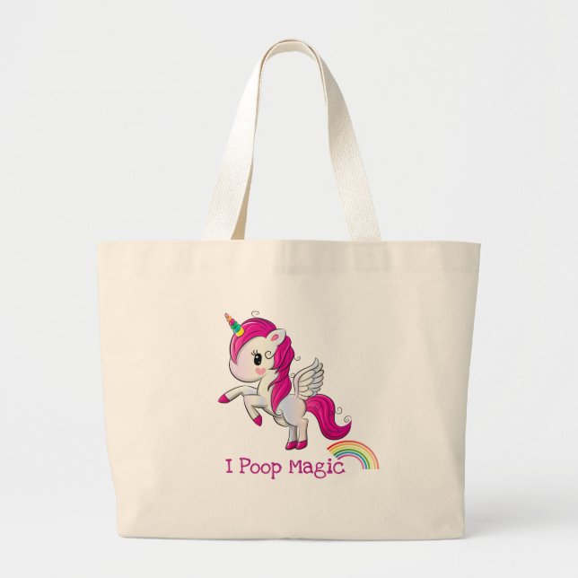 Grand Tote Bag I Poop Magic Funny Unicorne Dit (Devant)