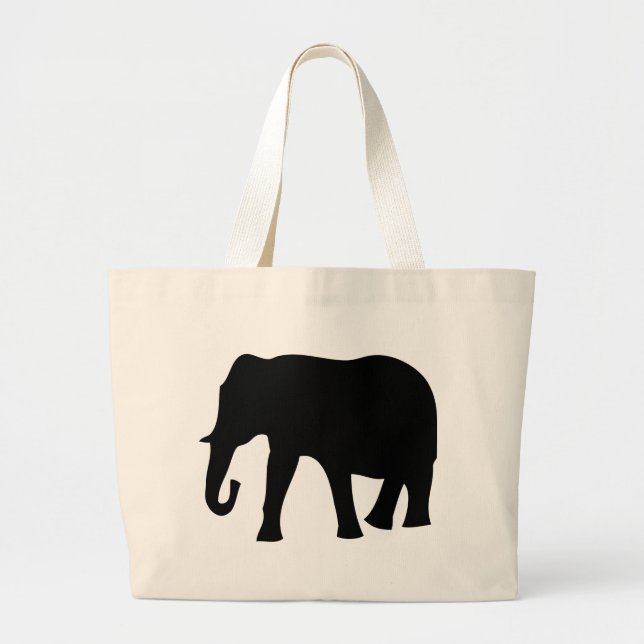 Grand Tote Bag icône de l'éléphant noir (Devant)