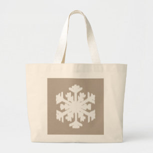 Grand Tote Bag Ikat Flocon de neige - Taupe et blanc