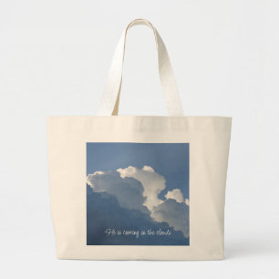 Grand Tote Bag Il vient dans les nuages Citation chrétienne