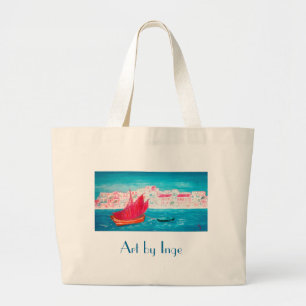 Grand Tote Bag Île de Crète - peinture par l'artiste autrichien