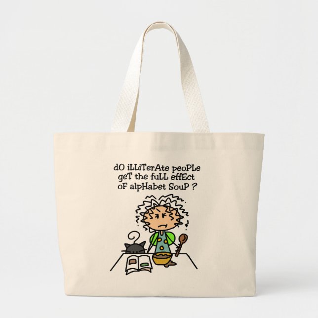 Grand Tote Bag Illettrer l'Humour populaire (Devant)