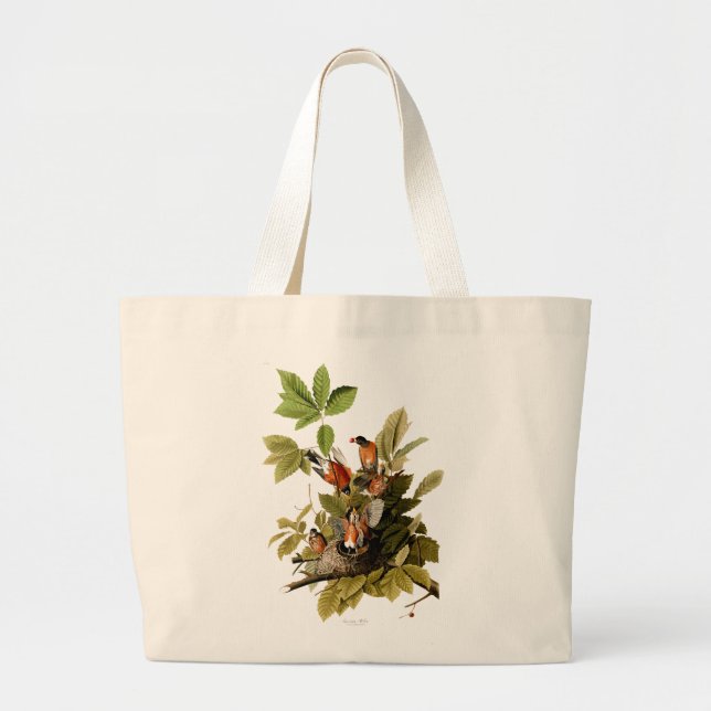 Grand Tote Bag Illustration Audubon American Robin Wildlife Bird (Devant)