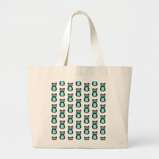 Grand Tote Bag Illustration Blue Owl (Devant)