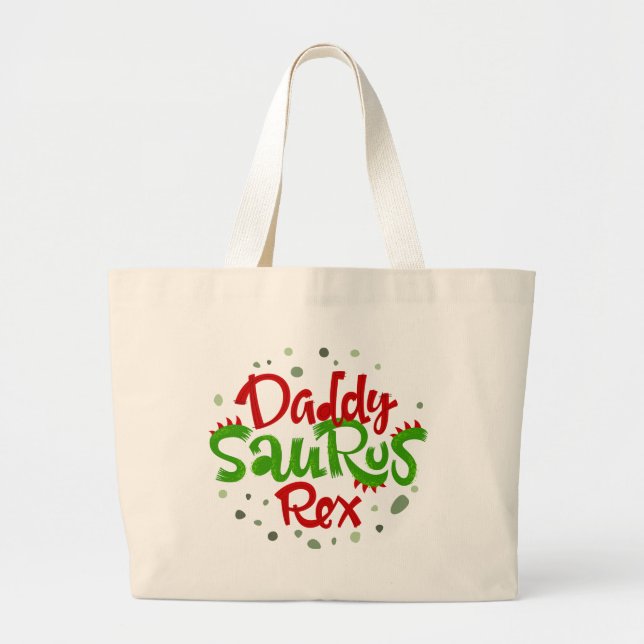 Grand Tote Bag Illustration de Daddy Saurus Rex (Devant)