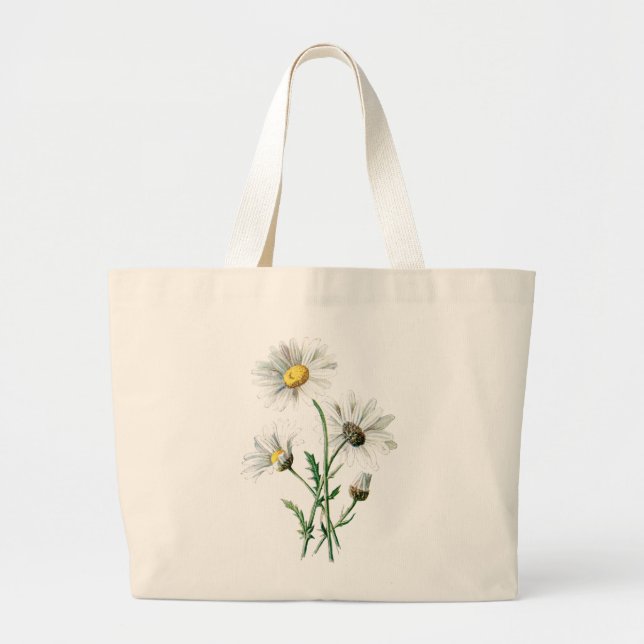 Grand Tote Bag Illustration de fleur sauvage de marguerites du (Devant)