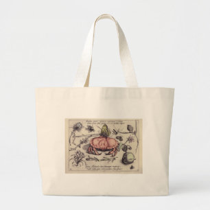 Grand Tote Bag Illustration de la fleur d'insectes botaniques du