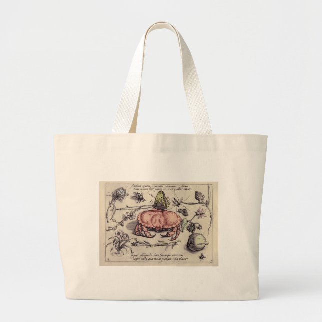 Grand Tote Bag Illustration de la fleur d'insectes botaniques du  (Devant)