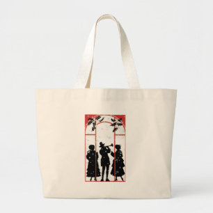 Grand Tote Bag Illustration de la silhouette des chanteurs de Noë